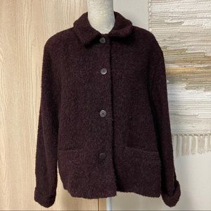 Eileen Fisher wool blend teddy bear jacket